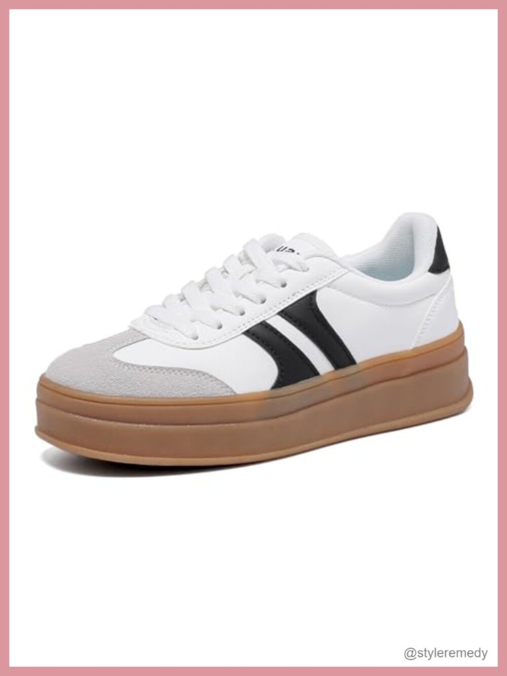 Women's Platform Sneakers Suede Leather Lace-Up Anti-Slip Rubber Sole Casual
